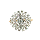 18k Yellow Gold and Diamond Sunflower Fancy Ring in size 5.5 and total gold weight of 4.52g